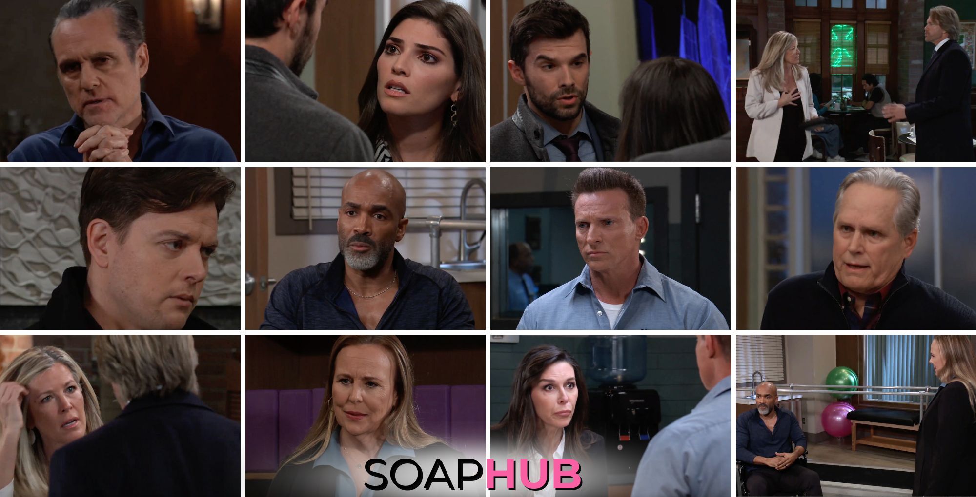 General Hospital preview collage for Tuesday, March 26, 2024, episode, with the Soap Hub logo across the bottom.
