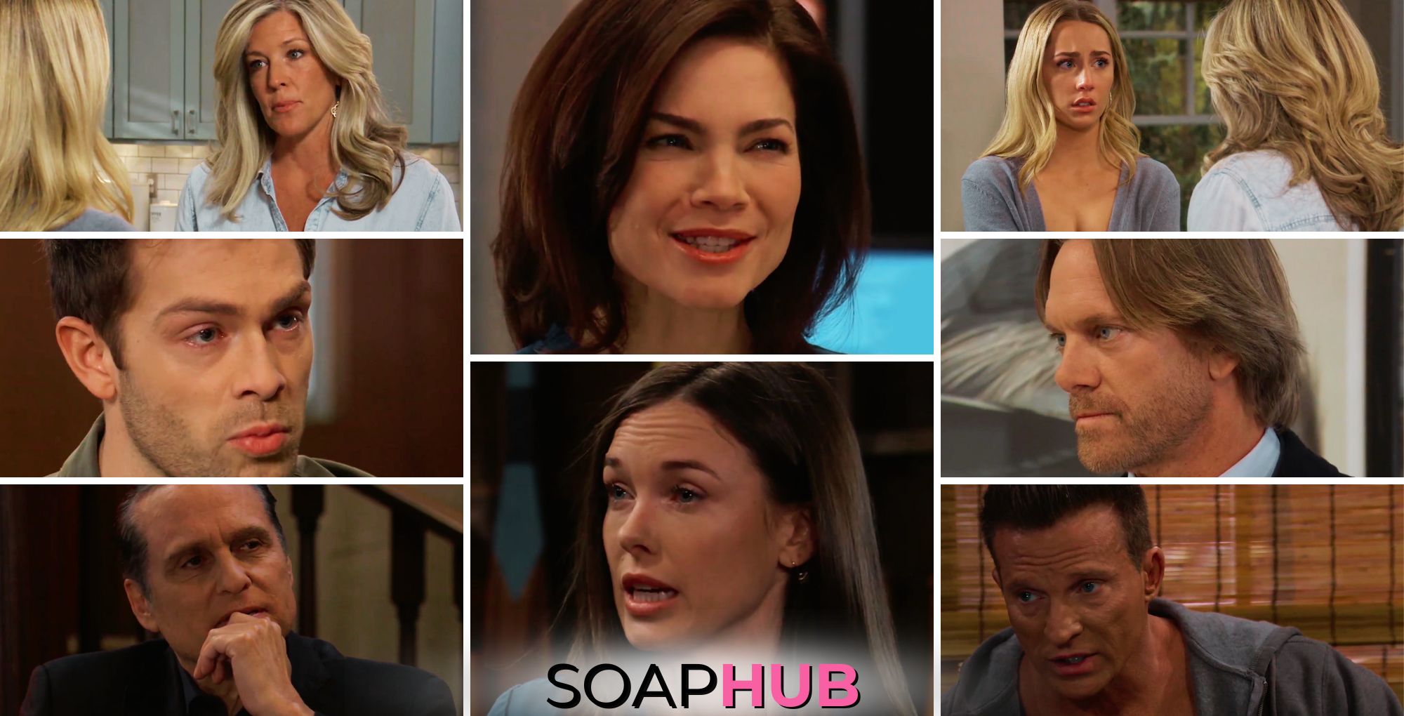 General Hospital preview collage for Tuesday, March 19, 2024, episode, with the Soap Hub logo across the bottom.