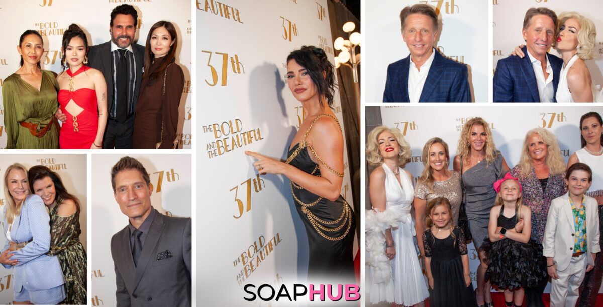 The Bold and the Beautiful cast celebrates 37th anniversary with the Soap Hub logo across the bottom.