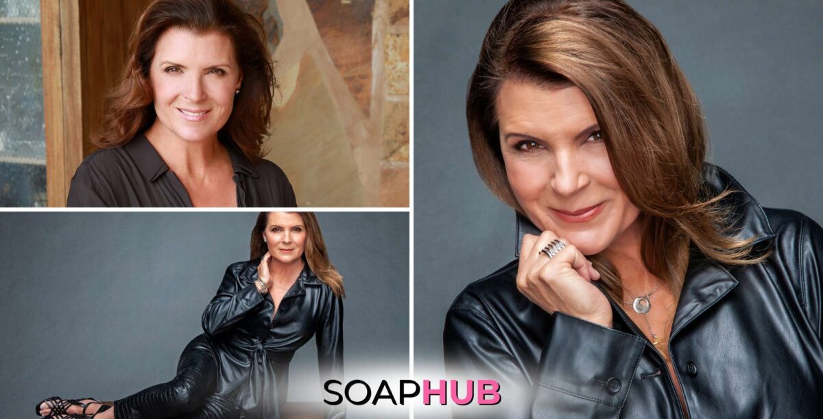The Bold and the Beautiful alum Kimberlin Brown with a Soap Hub logo across the bottom.