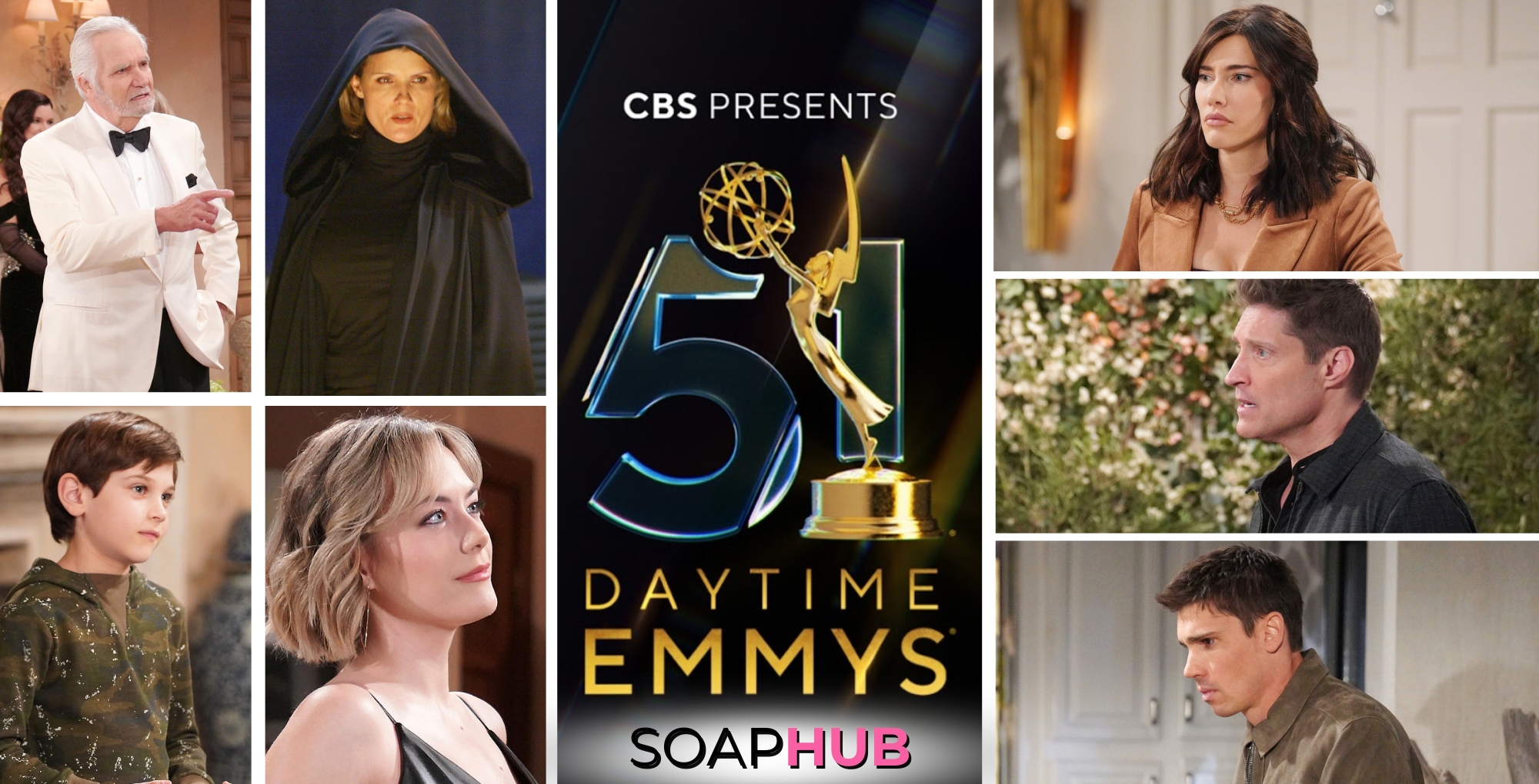 Bold and the Beautiful John McCook, Kimberlin Brown, Jacqueline MacInnes Wood, Tanner Novlan, Sean Kanan, Annika Noelle, Henry Joseph Samiri Daytime Emmys soap hub logo