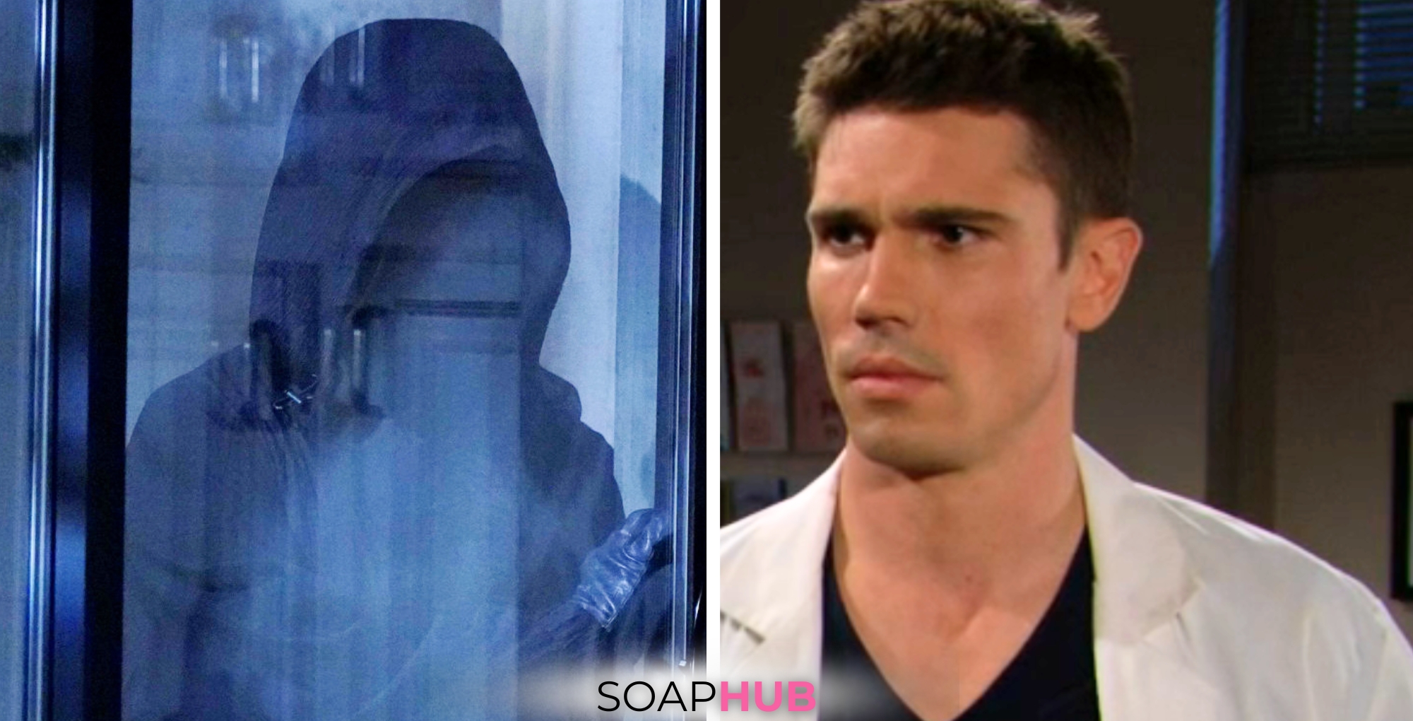 Bold and the Beautiful Spoilers for Wednesday, March 13 Episode 9229 feature Sheila and Finn with a Soap Hub logo on the bottom.
