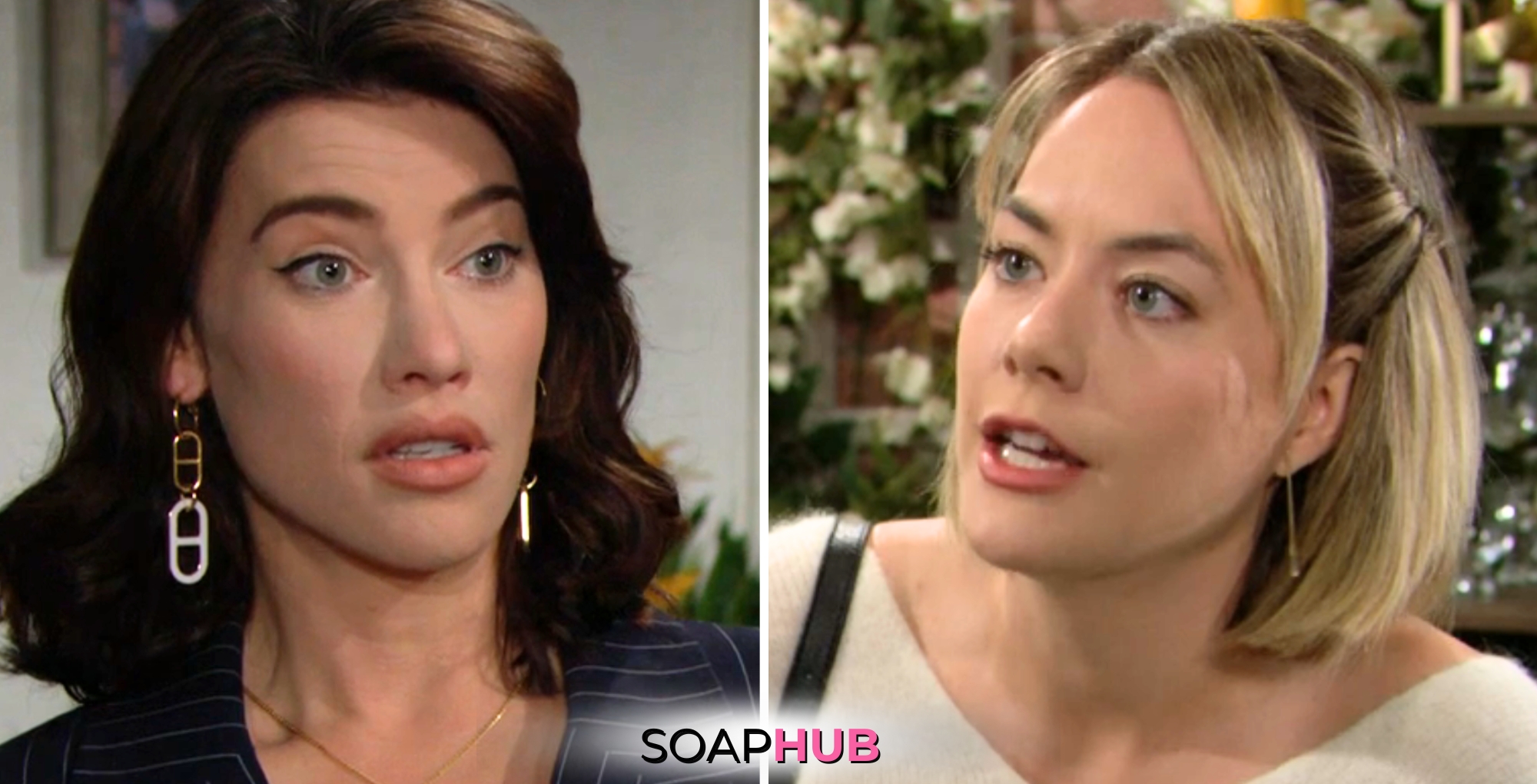 Bold and the Beautiful Spoilers for Wednesday, March 20 Episode 9234 feature Steffy and Hope with the Soap Hub logo across the bottom.