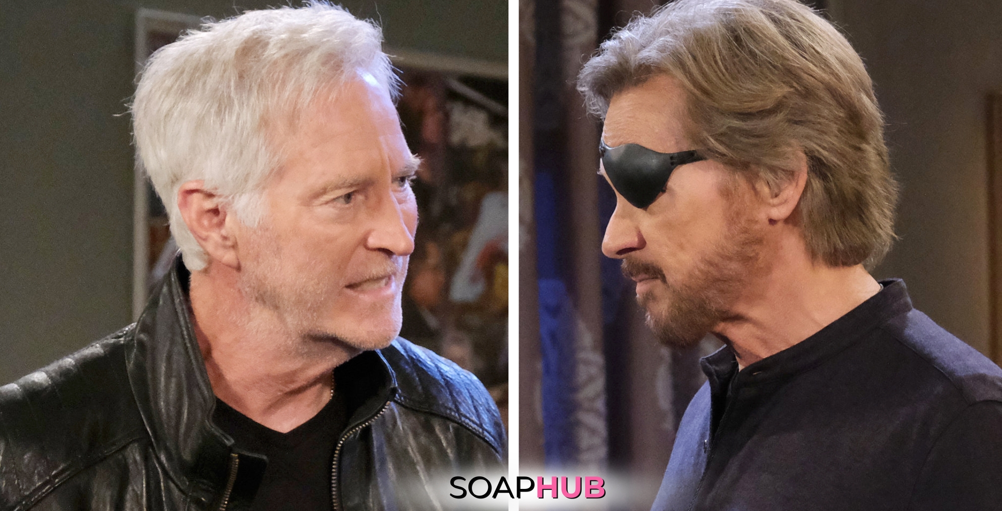 Days of our Lives spoilers for Friday, March 15 feature John and Steve with the Soap Hub logo across the bottom.