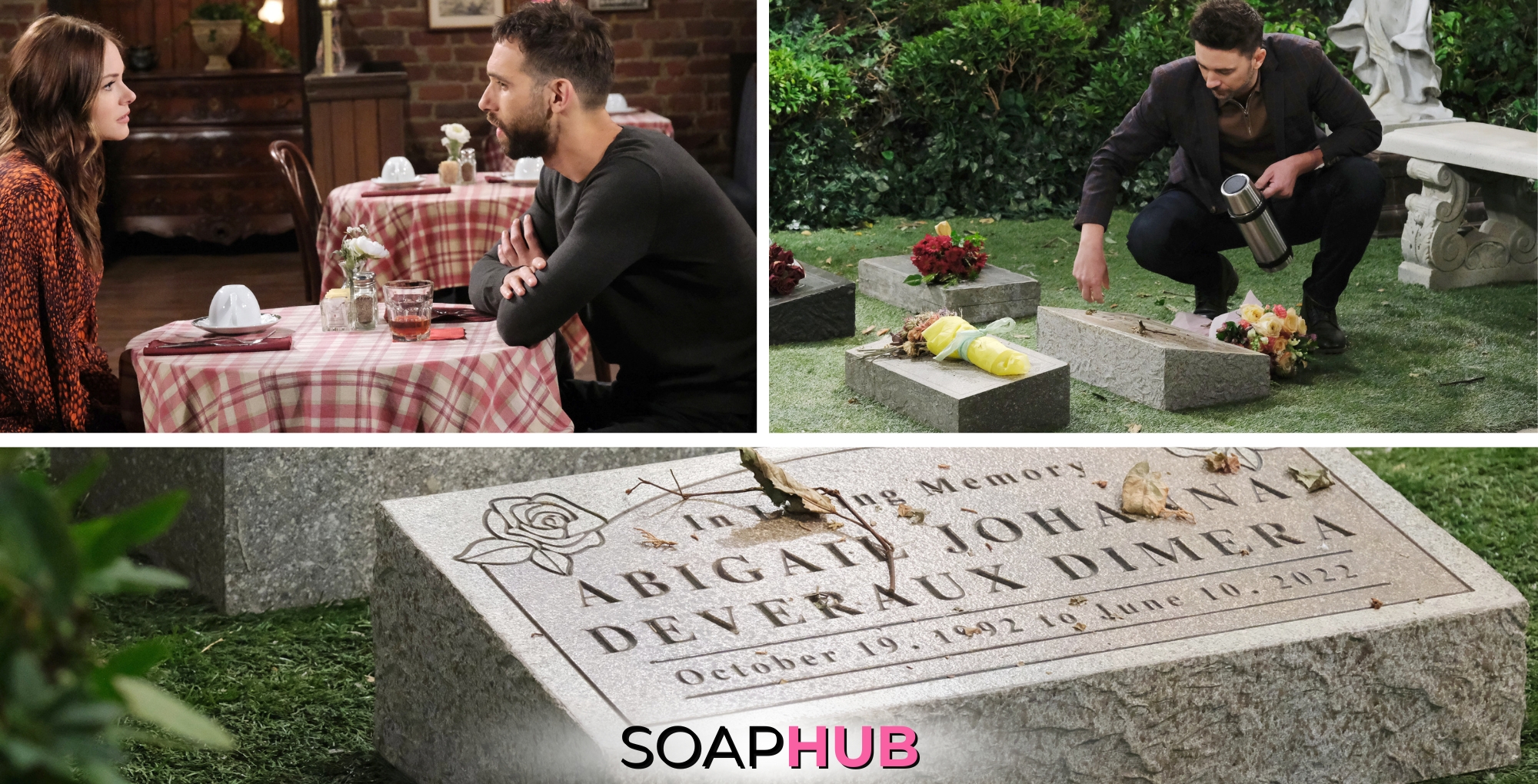 Days of our Lives spoilers photos for April 2, 2024 with the Soap Hub logo across the bottom.