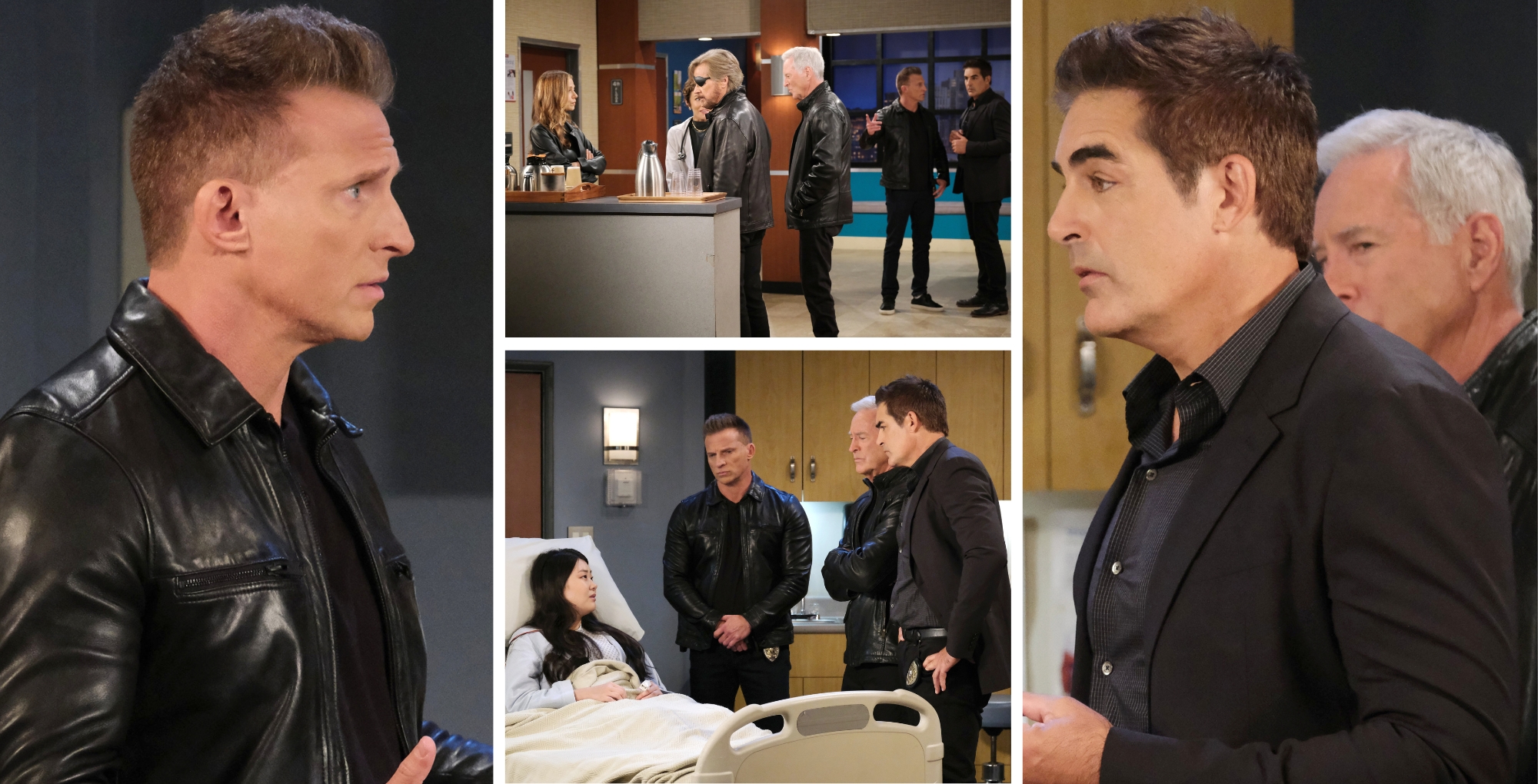 Days of our Lives spoilers photos show Harris, Rafe and John talk to Wendy at the hospital.