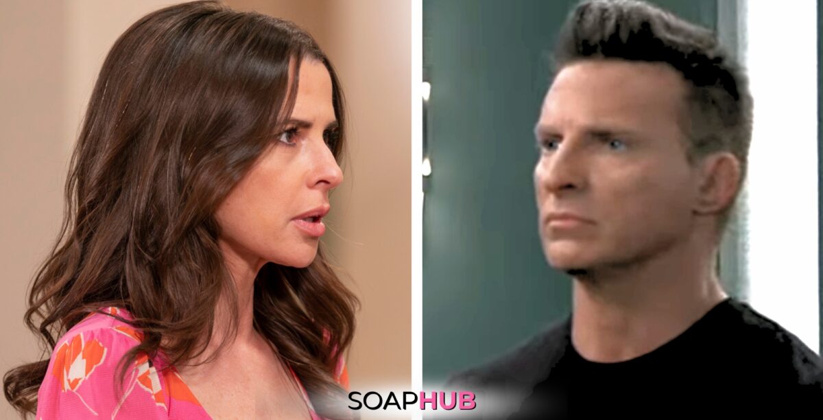 In the General Hospital spoilers for March 27, 2024, episode 15435, Sam and Jason come face to face with the Soap Hub logo across the bottom.