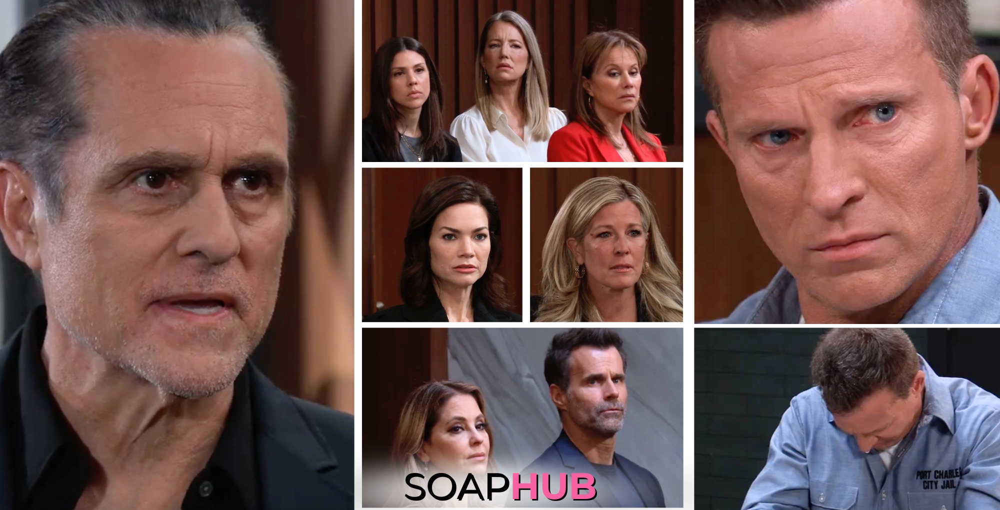 In the General Hospital spoilers for March 28, 2024, episode 15436, Jason's Arraignment stars and Sonny experiences doubts with Soap Hub logo across the bottom.