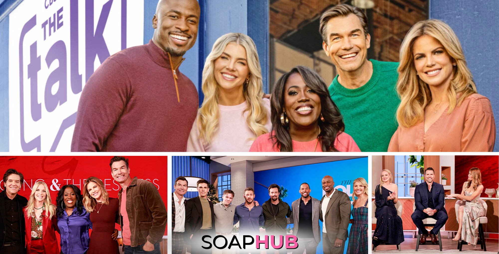 The hosts of CBS's The Talk with actors from The Young and the Restless and The Bold and the Beautiful with a Soap Hub logo across the bottom.