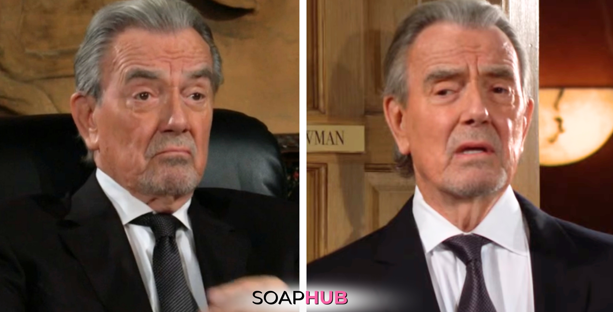 The Young and the Restless spoilers for Tuesday, March 19 feature Victor with the Soap Hub logo across the bottom.