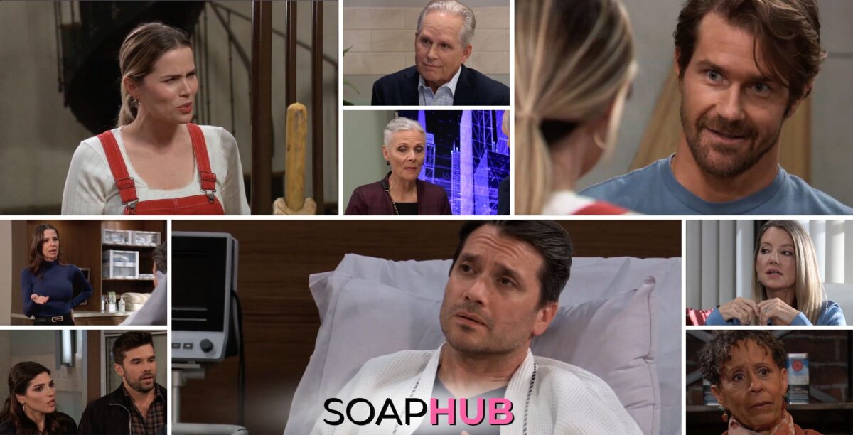 General Hospital preview collage for Wednesday, April 3, 2024, episode, with the Soap Hub logo across the bottom.