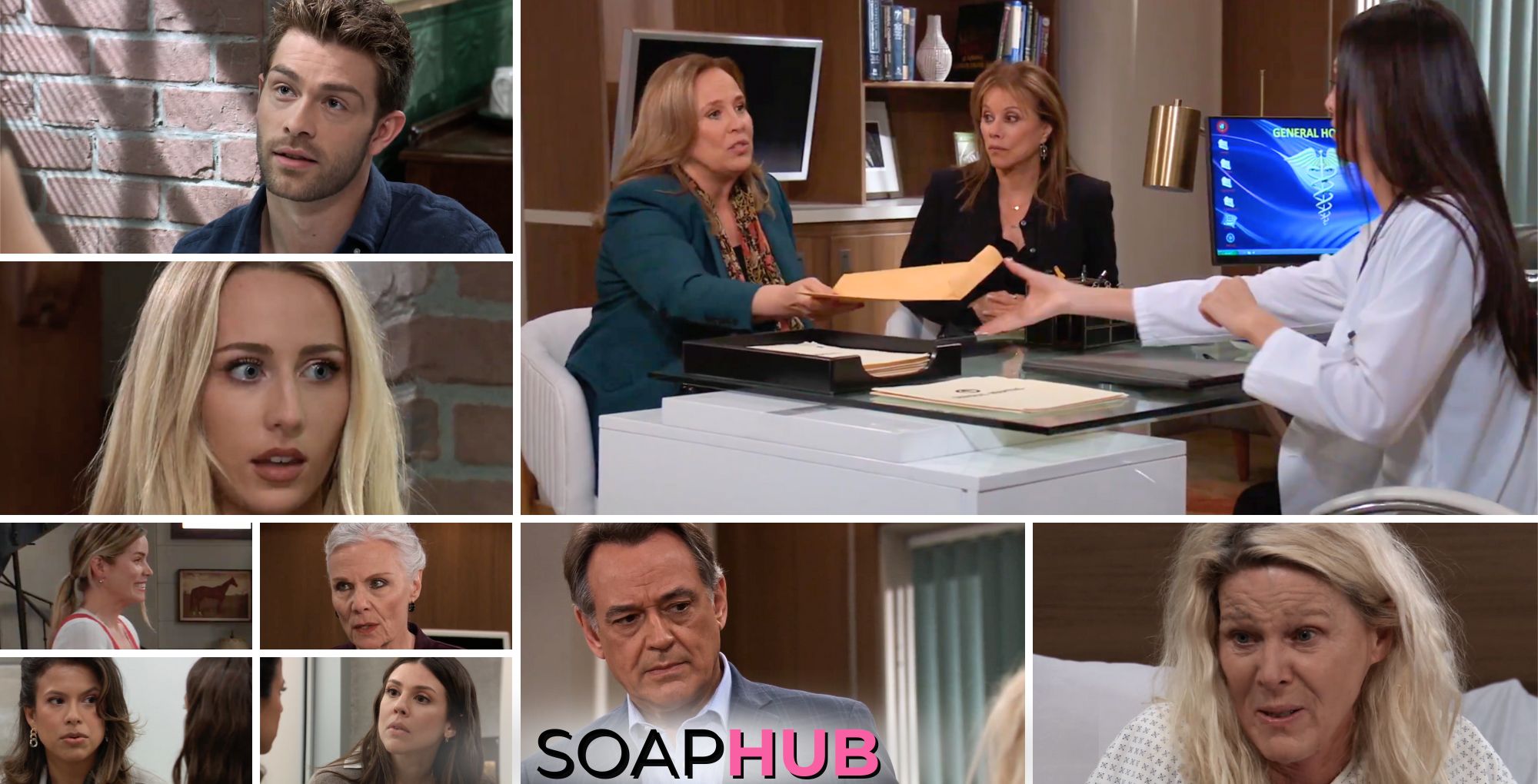 General Hospital preview collage for Thursday April 4, 2024, episode, with the Soap Hub logo across the bottom.