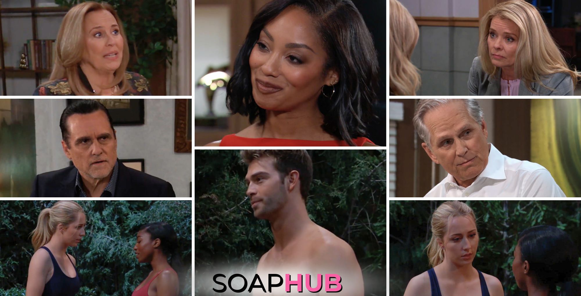 General Hospital preview collage for Tuesday, April 16, 2024, episode, with the Soap Hub logo across the bottom.