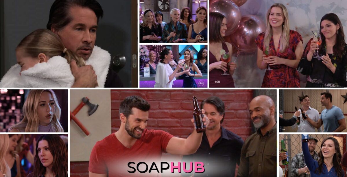 General Hospital spoilers weekly video preview collage for the week of April 22 with the soap hub logo near the bottom of the graphic