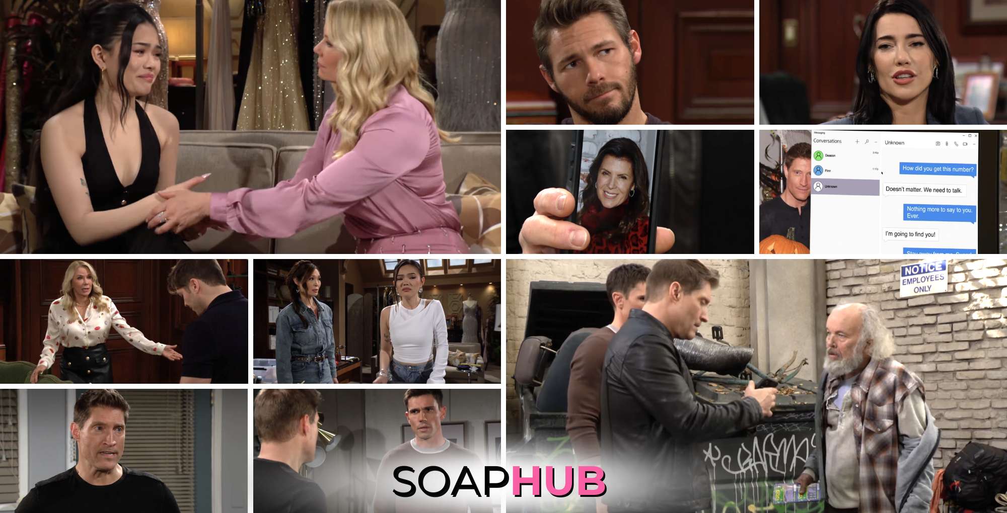 Bold and the Beautiful spoilers video preview with the Soap Hub logo.