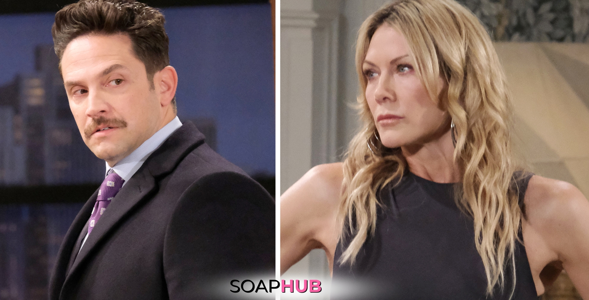 Days of our Lives spoilers for April 18 feature Stefan and Kristen with the Soap Hub logo across the bottom.