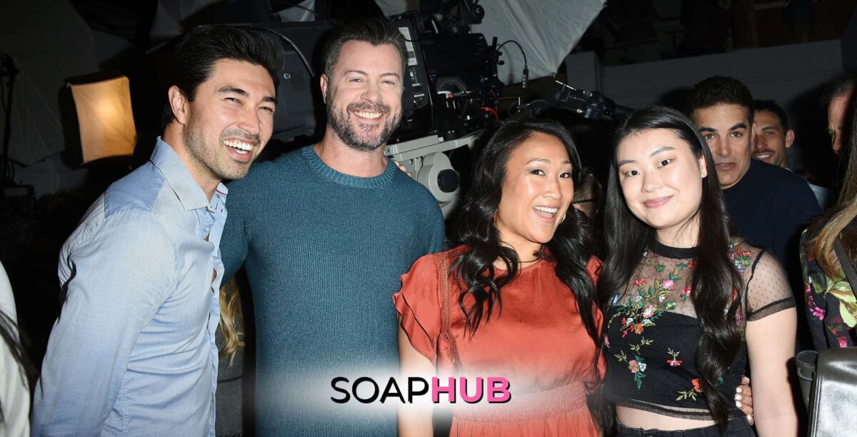 Remington Hoffman and other cast members posing with Soap Hub logo across the bottom.