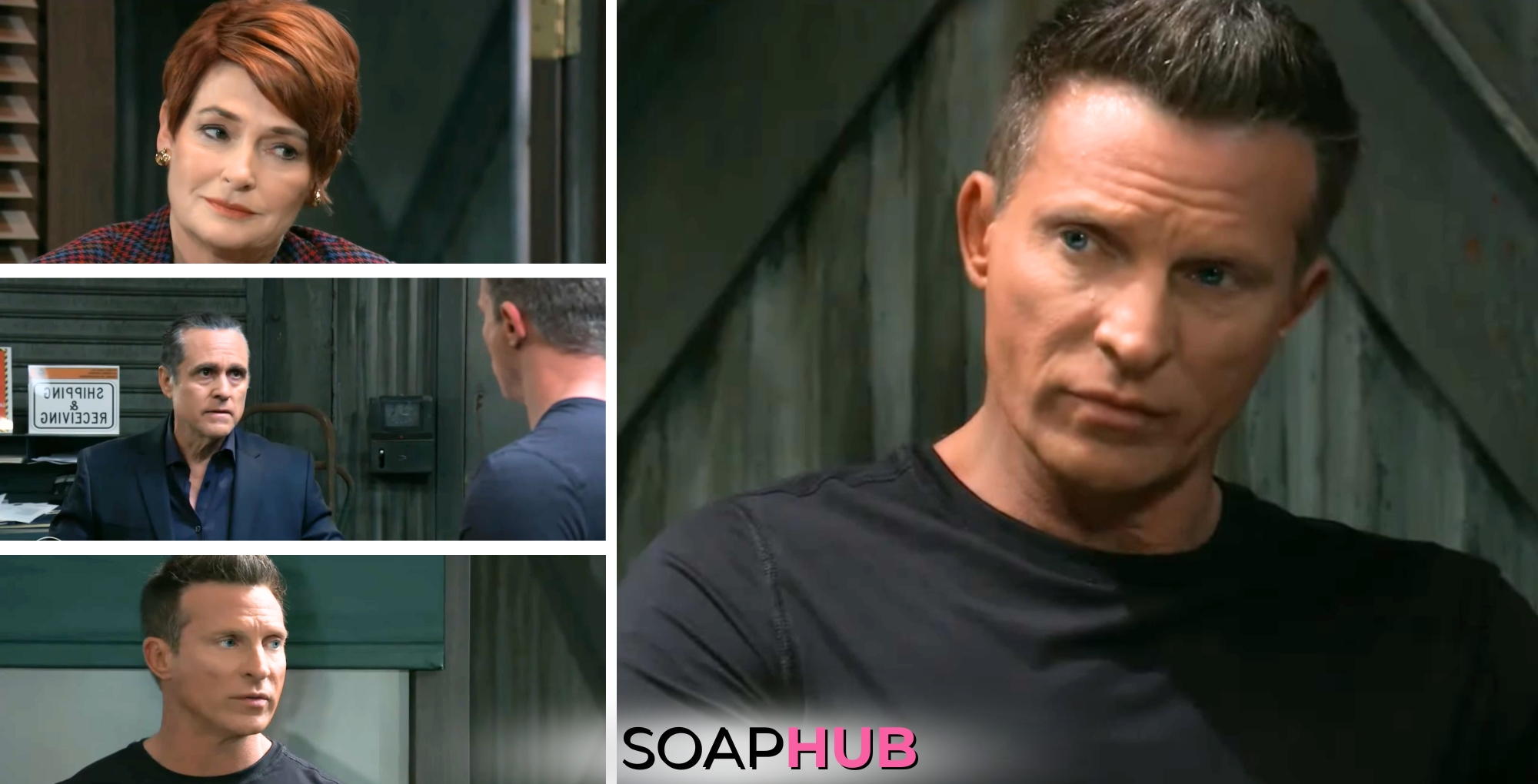 Jason, Sonny, and Diane on the April 9, 2024 episode of General Hospital with the Soap Hub logo across the bottom.