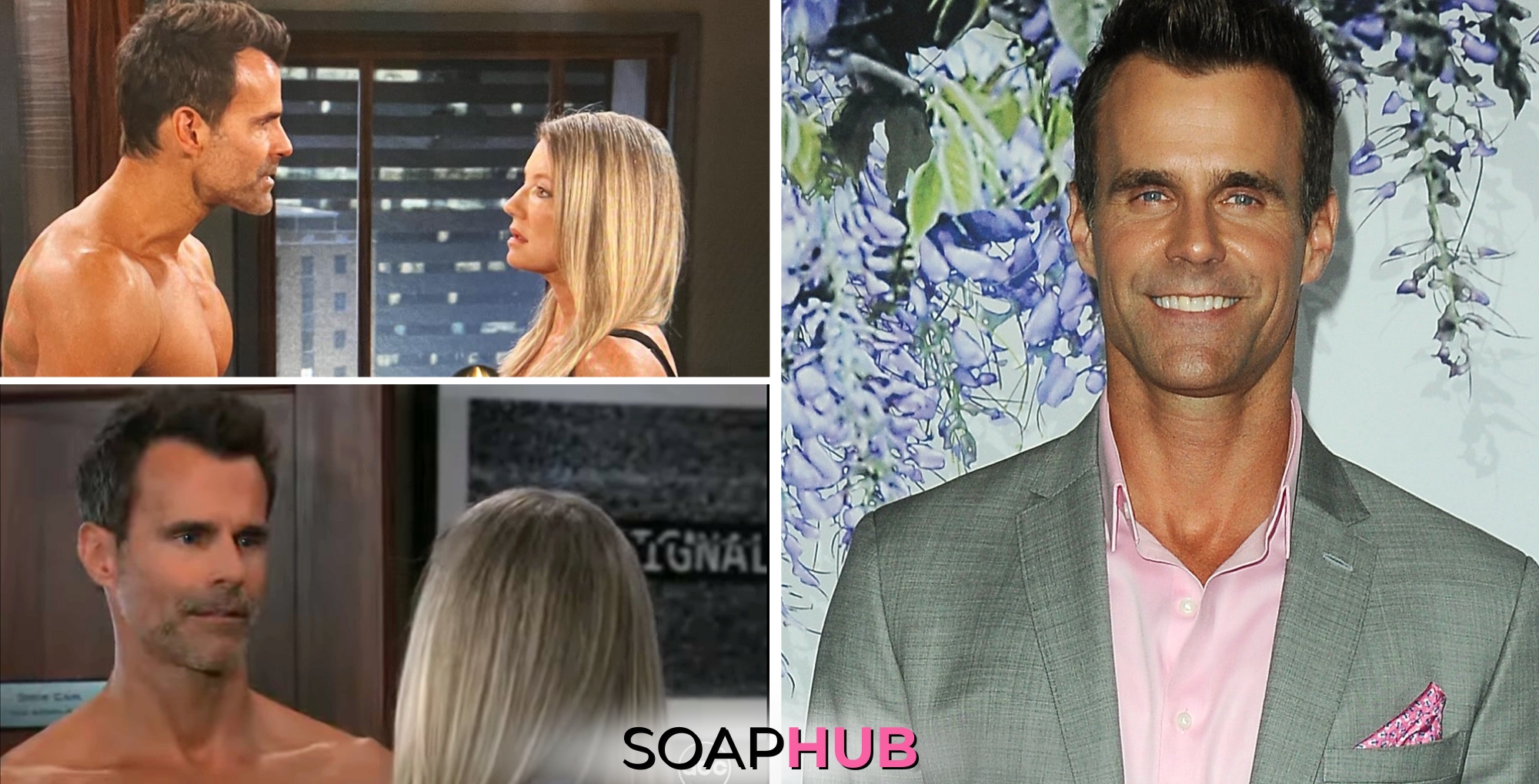 Collage featuring General Hospital's Cameron Mathison and Tuesday, April 9 episode with soap hub logo on the bottom