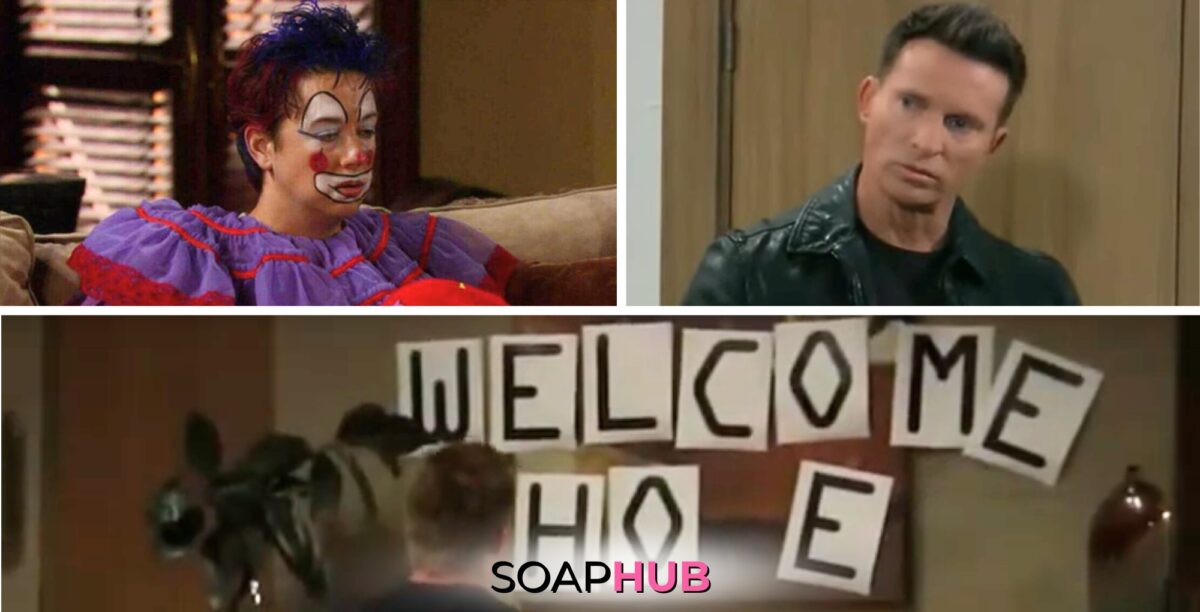 Spinelli and Jason in Jason's penthouse on General Hospital with the Soap Hub logo across the bottom.