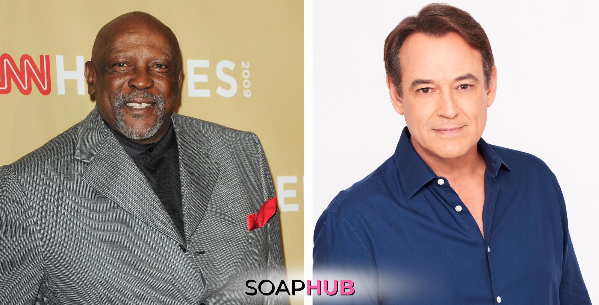 GH Jon Lindstrom and the late Louis Gossett Jr. with the Soap Hub logo across the bottom.