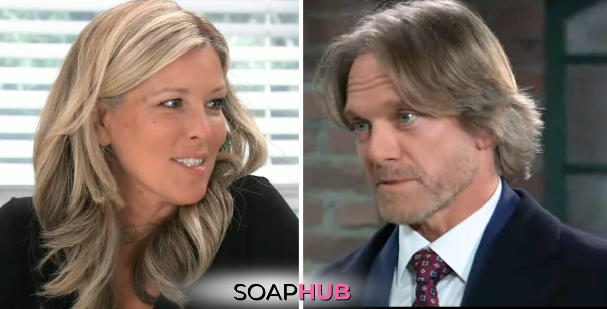 On General Hospital, April 17 spoilers focus on Carly and John, with the Soap Hub logo across the bottom.