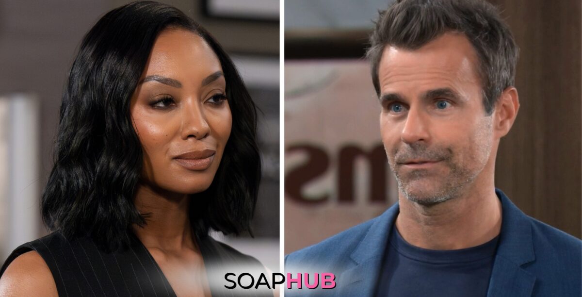 On General Hospital, the April 24 spoilers focus on Jordan and Drew having a good time together, with the Soap Hub logo across the bottom.