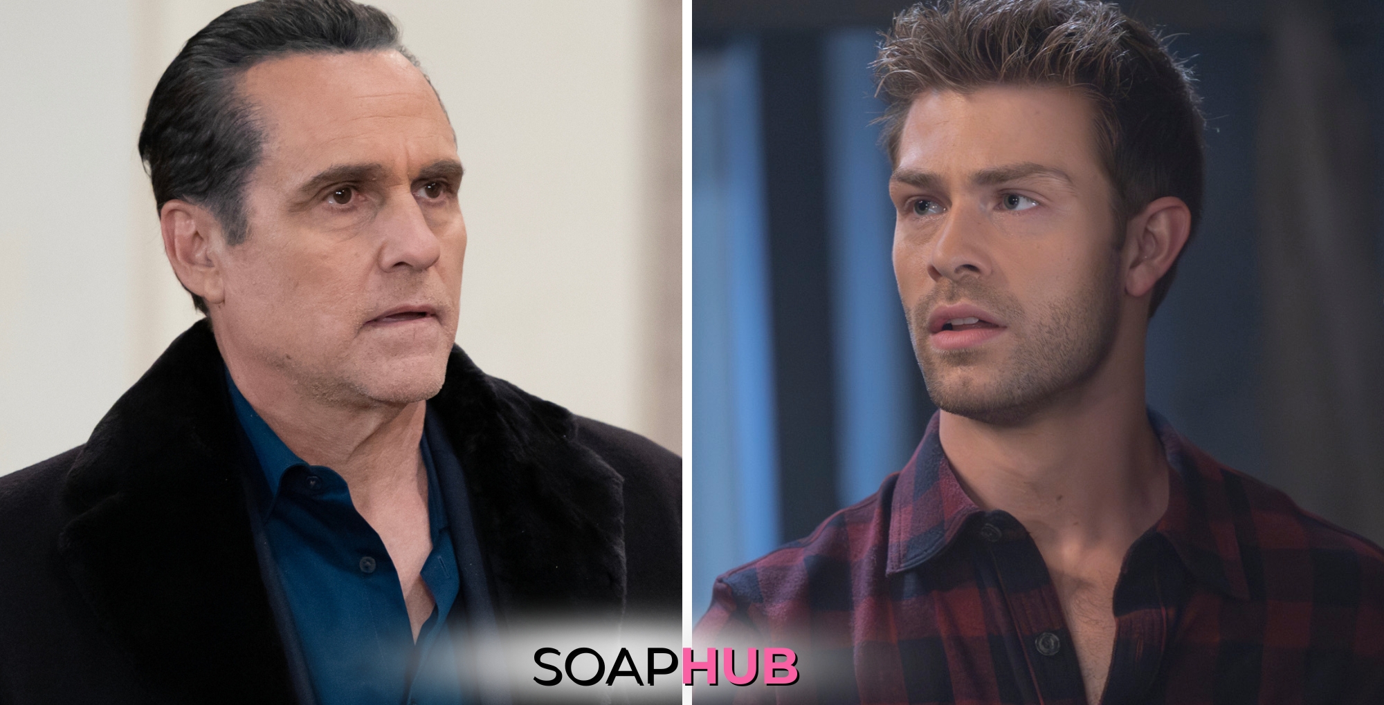 On General Hospital, April 18 spoilers focus on Sonny and Dex, with the Soap Hub logo across the bottom.