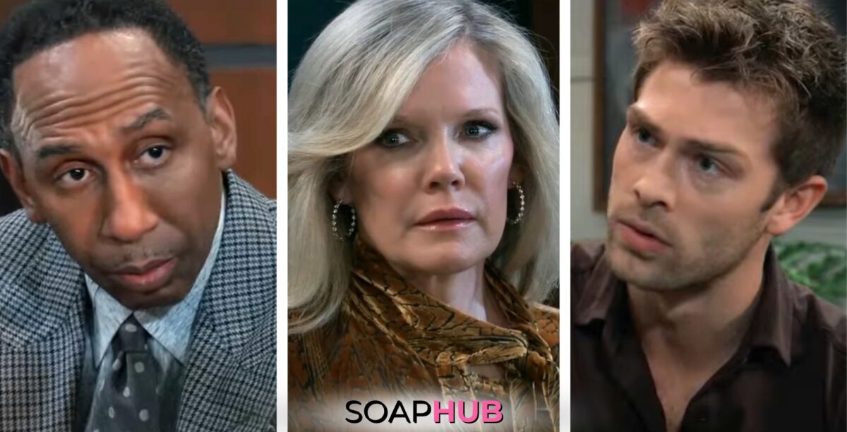 Brick, Ava, and Dex featured for General Hospital weekly update for the week of April 15 - April 19, 2024 with the Soap Hub logo across the bottom.