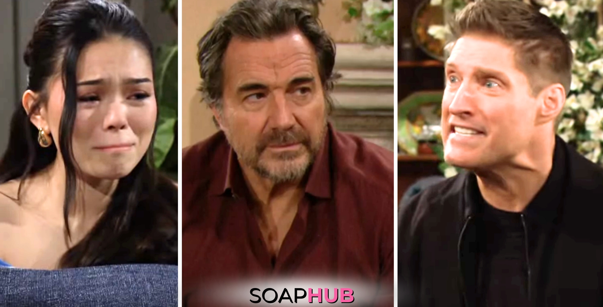 The Bold and the Beautiful spoilers for the week April 8 - 12 feature Luna, Ridge, and Deacon and the Soap Hub logo across the bottom.
