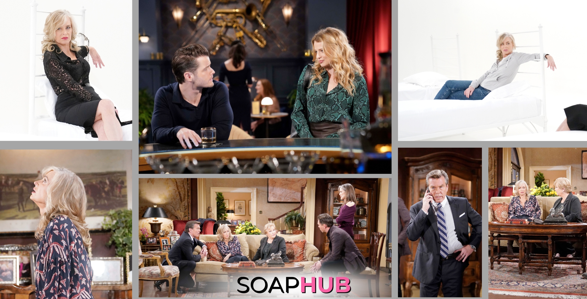 Young and the Restless spoilers photos for April 11 with the Soap Hub logo across the bottom.