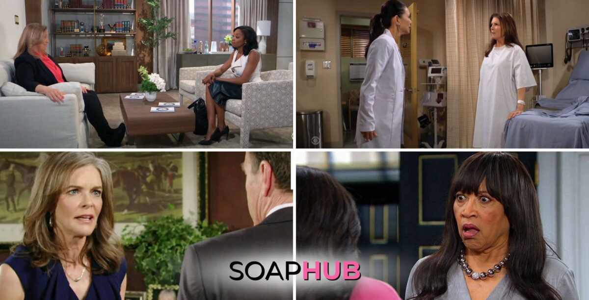Collage of the four best moments on soap opera for the week of May 6, wth soap hub logo near bottom of the image