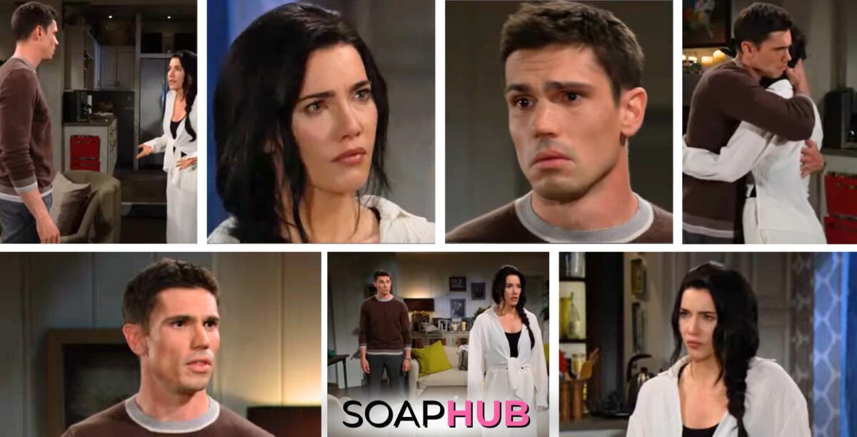Collage of Monday, May 13, episode of The Bold and the Beautiful featuring Sheila and Li, with Soap Hub logo near bottom image