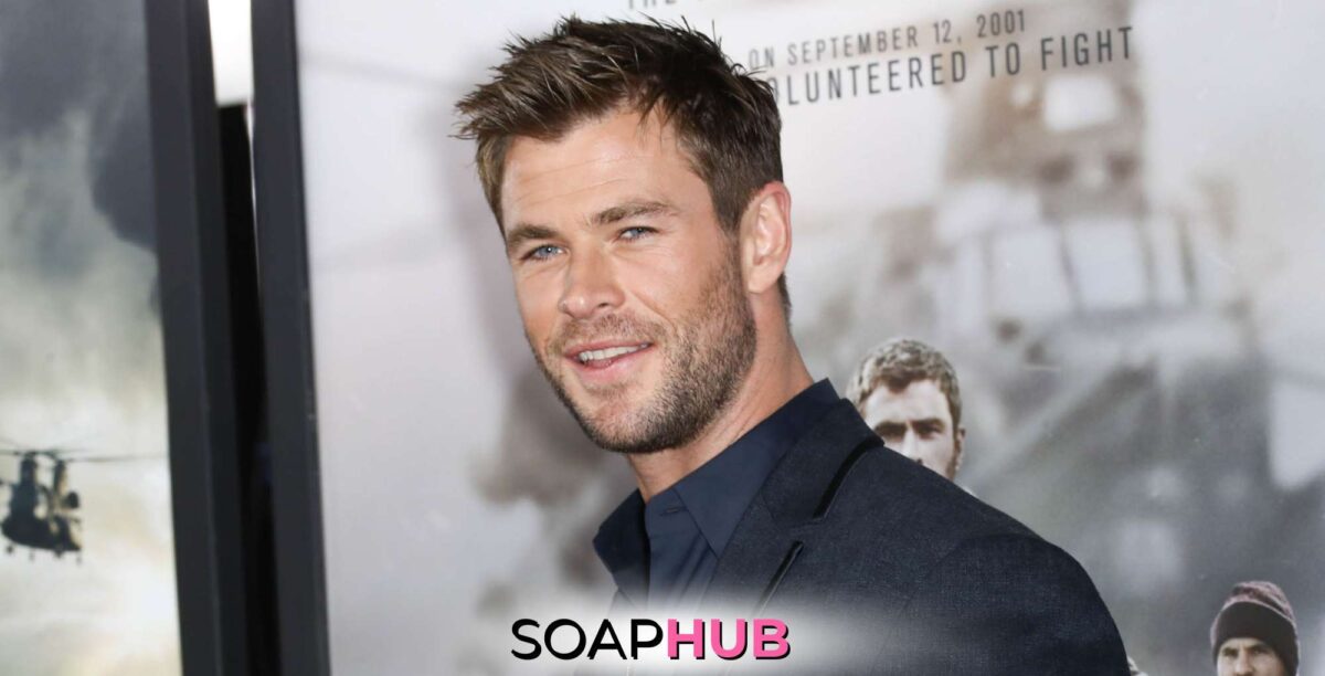 Chris Hemsworth with the Soap Hub logo across the bottom.