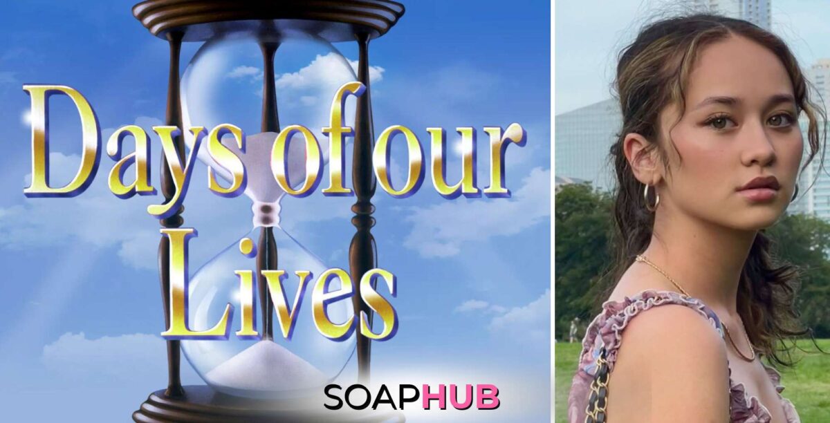 Days of our Lives Madelyn Kientz with the Soap Hub logo.