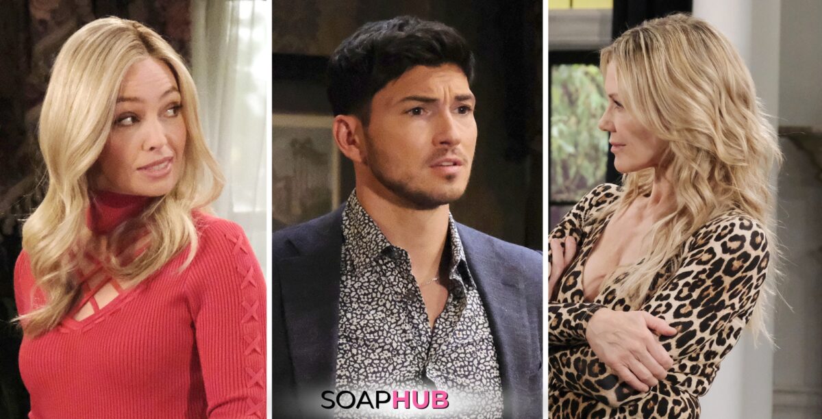 Days of our Lives spoilers for May 30 feature Theresa, Alex, and Kristen with the Soap Hub logo.