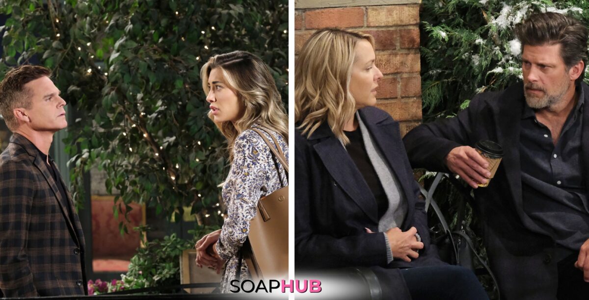 Days of our Lives spoilers feature Leo, Sloan, Nicole, and Eric with the Soap Hub logo.