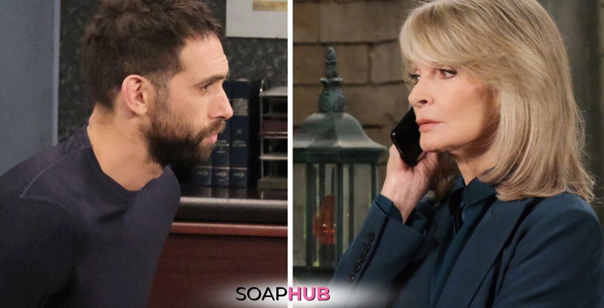 Days of our Lives spoilers for May 23 feature Everett and Marlena with the Soap Hub logo.