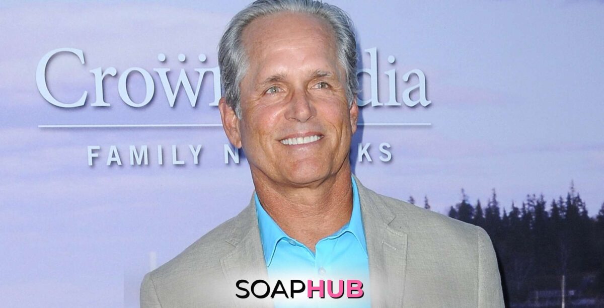 General Hospital alum Gregory Harrison with the Soap Hub logo.