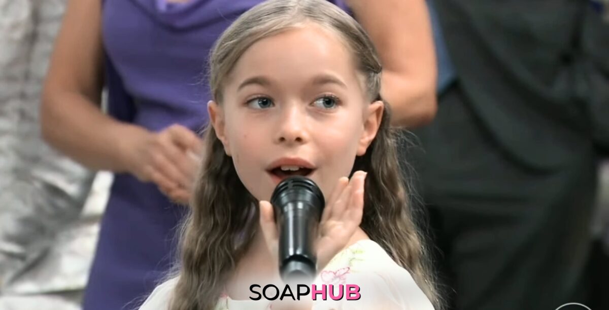 Jophielle Love as Violet on General Hospital with the Soap Hub logo across the bottom.