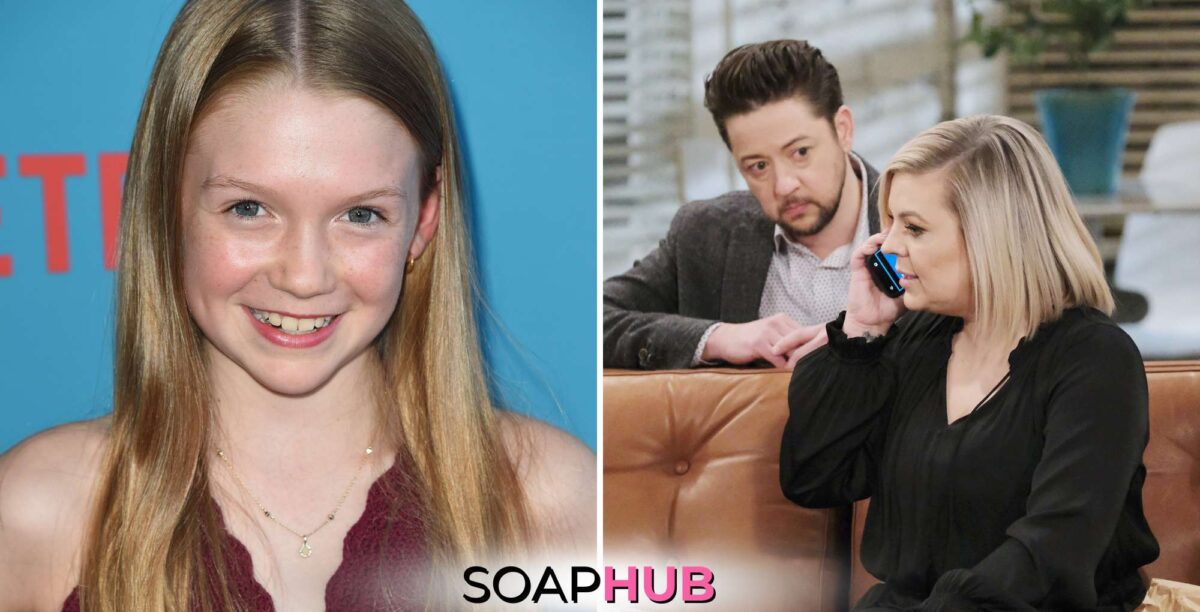 Juliet Donenfeld, Bradford Anderson, and Kirsten Storms with the Soap Hub logo across the bottom.