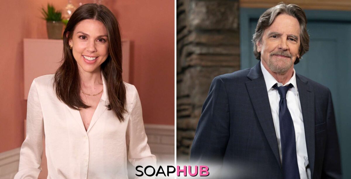 Kate Mansi and Lane Davies with the Soap Hub logo across the bottom..