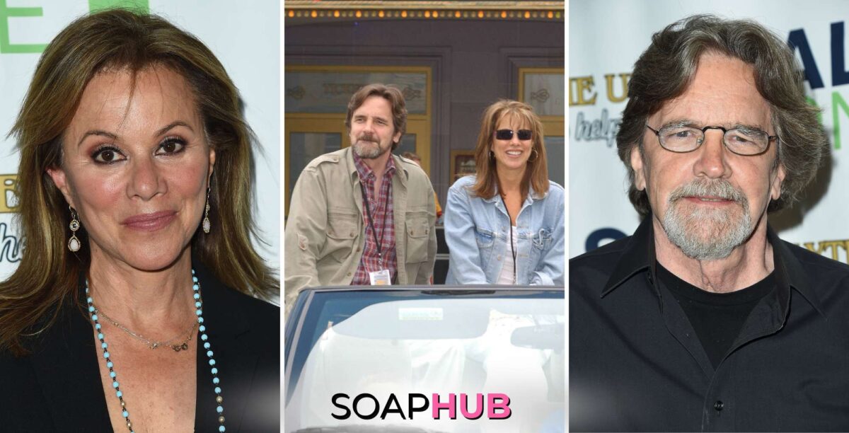 General Hospital stars Nancy Lee Grahn, Lane Davies, and the Soap Hub logo.