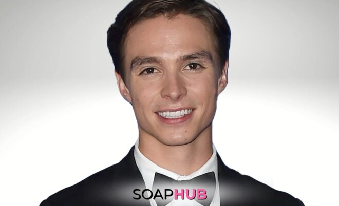 Nicholas Alexander Chavez makes his exit from General Hospital official with social media. Image of Chavez, with Soap Hub logo near bottom.