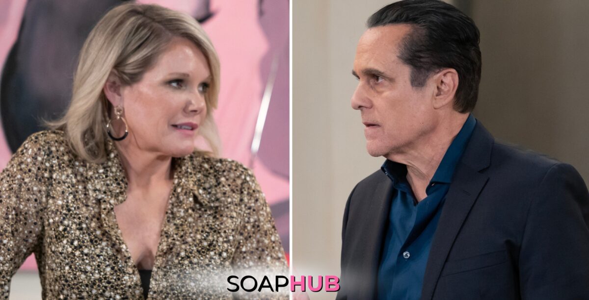 General Hospital spoilers for Thursday May 23, featuring Ava and Sonny with the Soap Hub logo near bottom of image.
