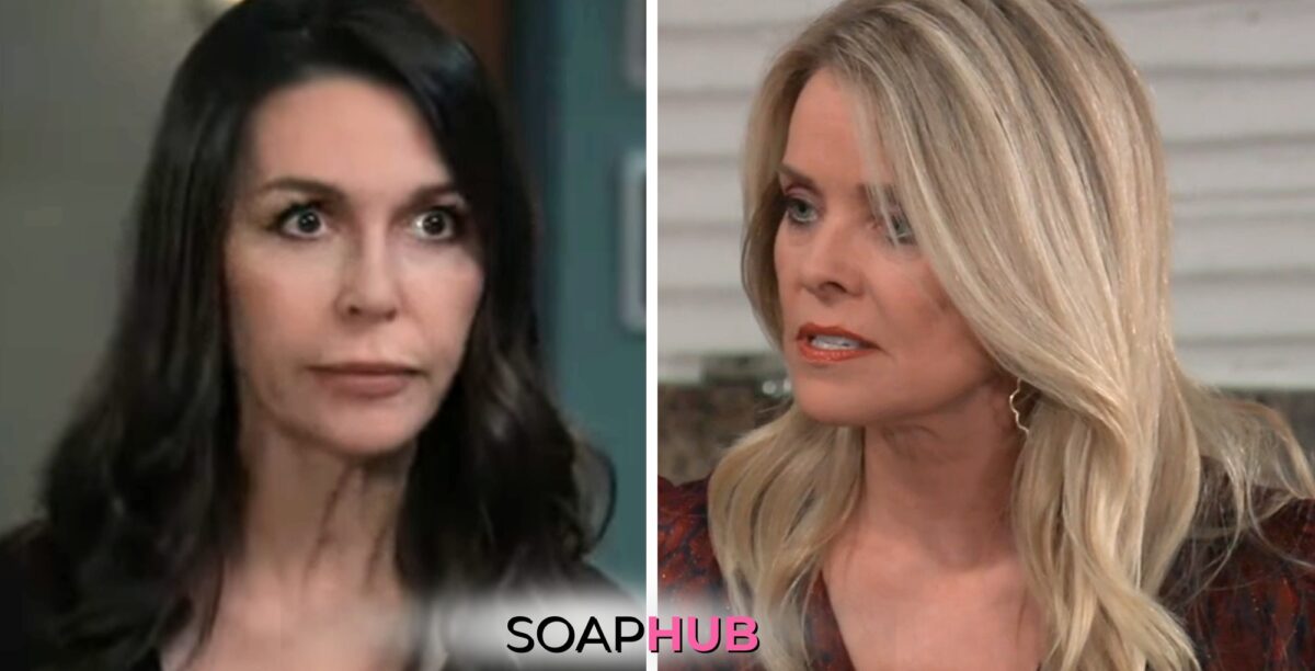 On General Hospital, the May 7 spoilers focus on Felicia warning Anna about Valentin, with the Soap Hub logo across the bottom.