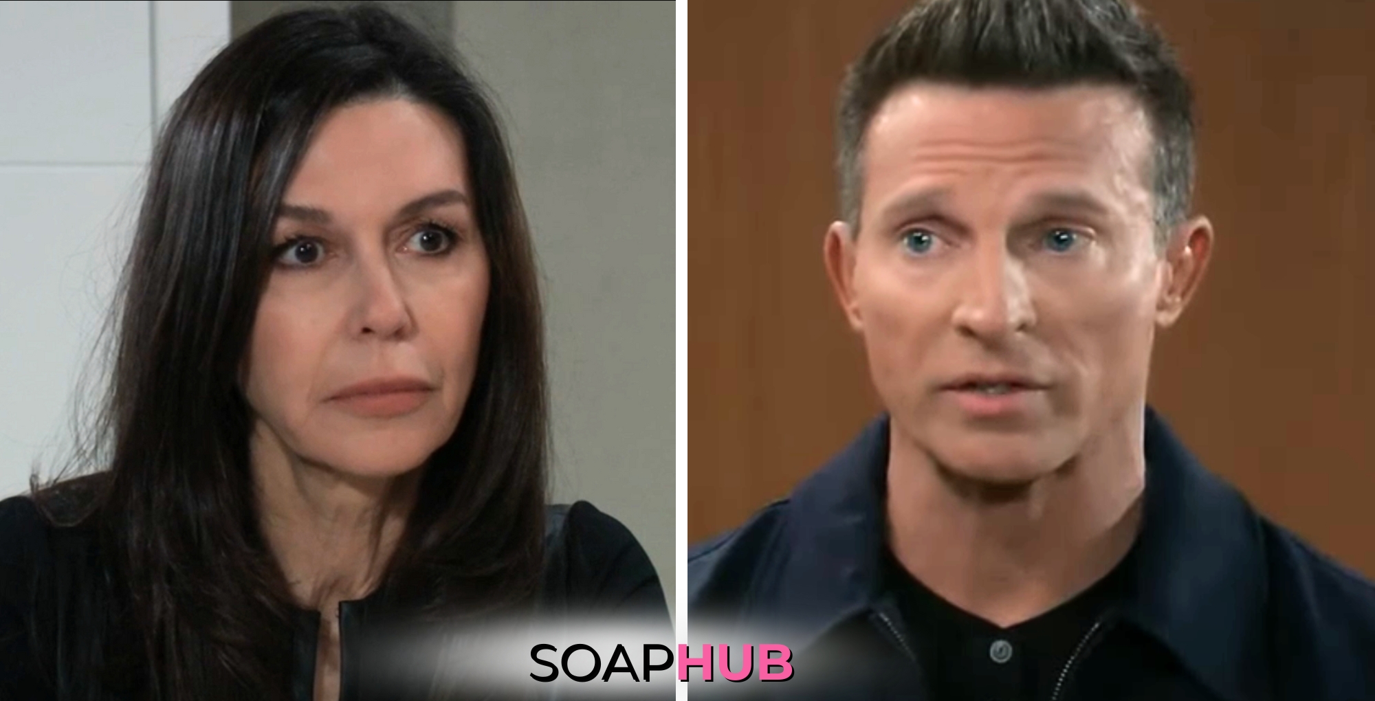 On General Hospital, the May 8 spoilers focus on Jason telling Anna what Cates has on him, with the Soap Hub logo across the bottom.