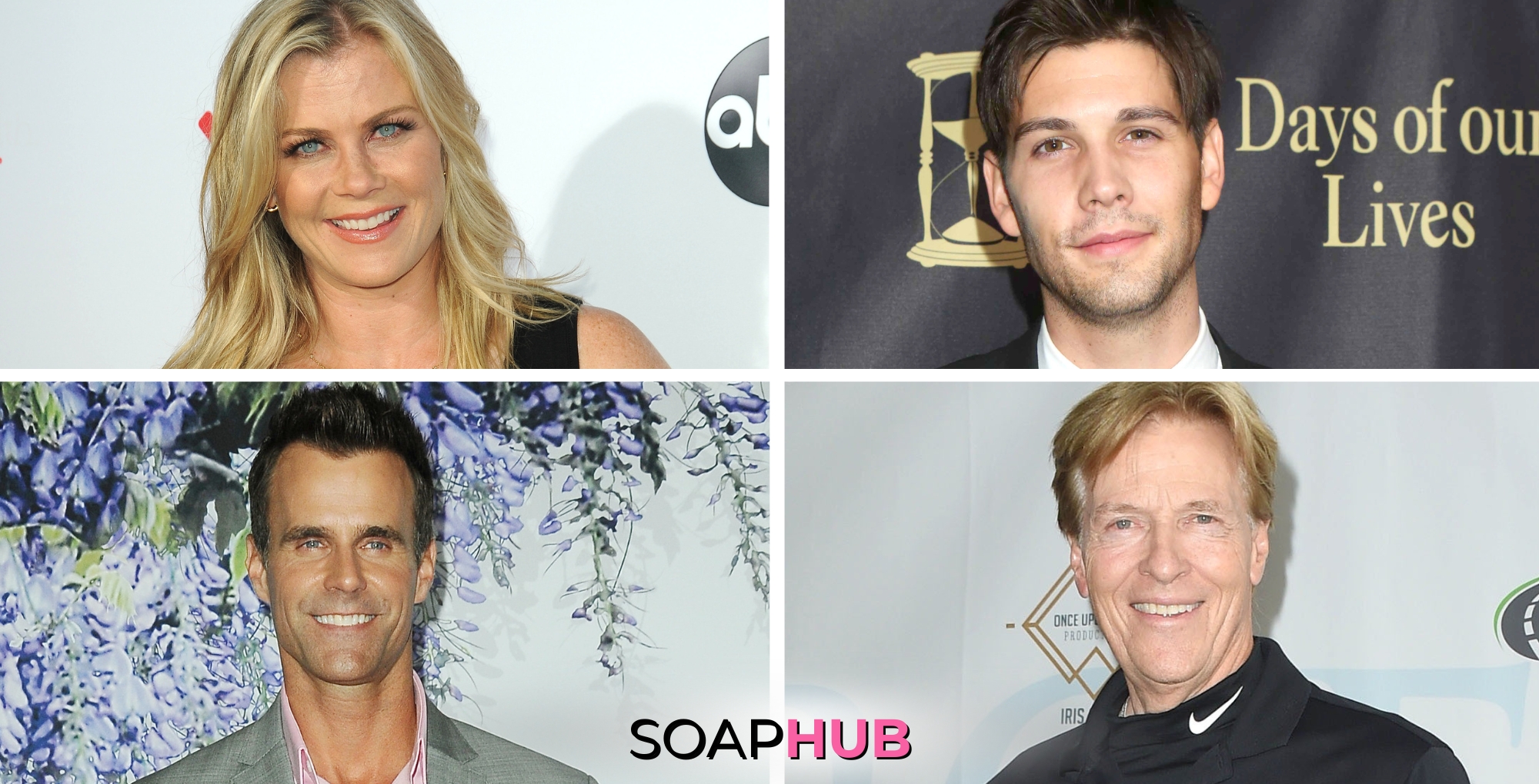 Alison Sweeney, Casey Deidrick, Cameron Mathison, and Jack Wagner with the Soap Hub logo across the bottom.