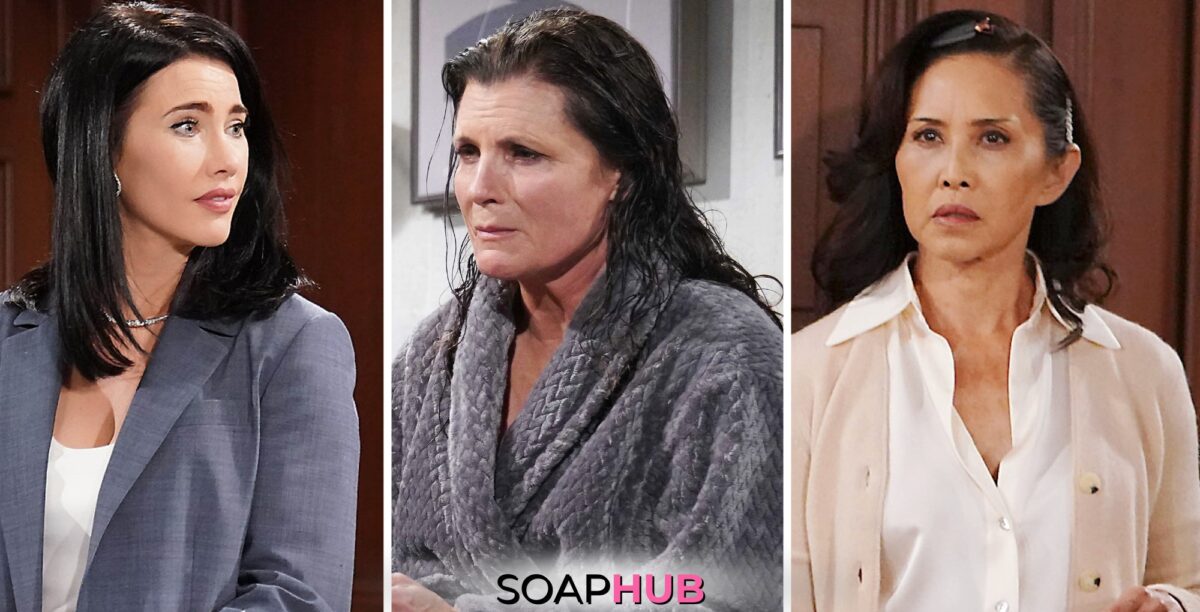 Bold and the Beautiful Spoilers for the week of May 6-10 Features Steffy, Sheila and Li with the Soap Hub Logo Across the Bottom.