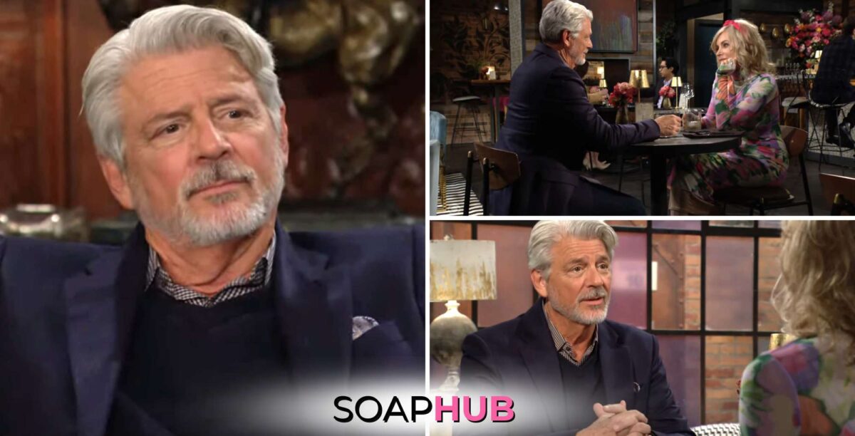 Alan and Ashley on the May 14 episode of The Young and the Restless with the Soap Hub logo.
